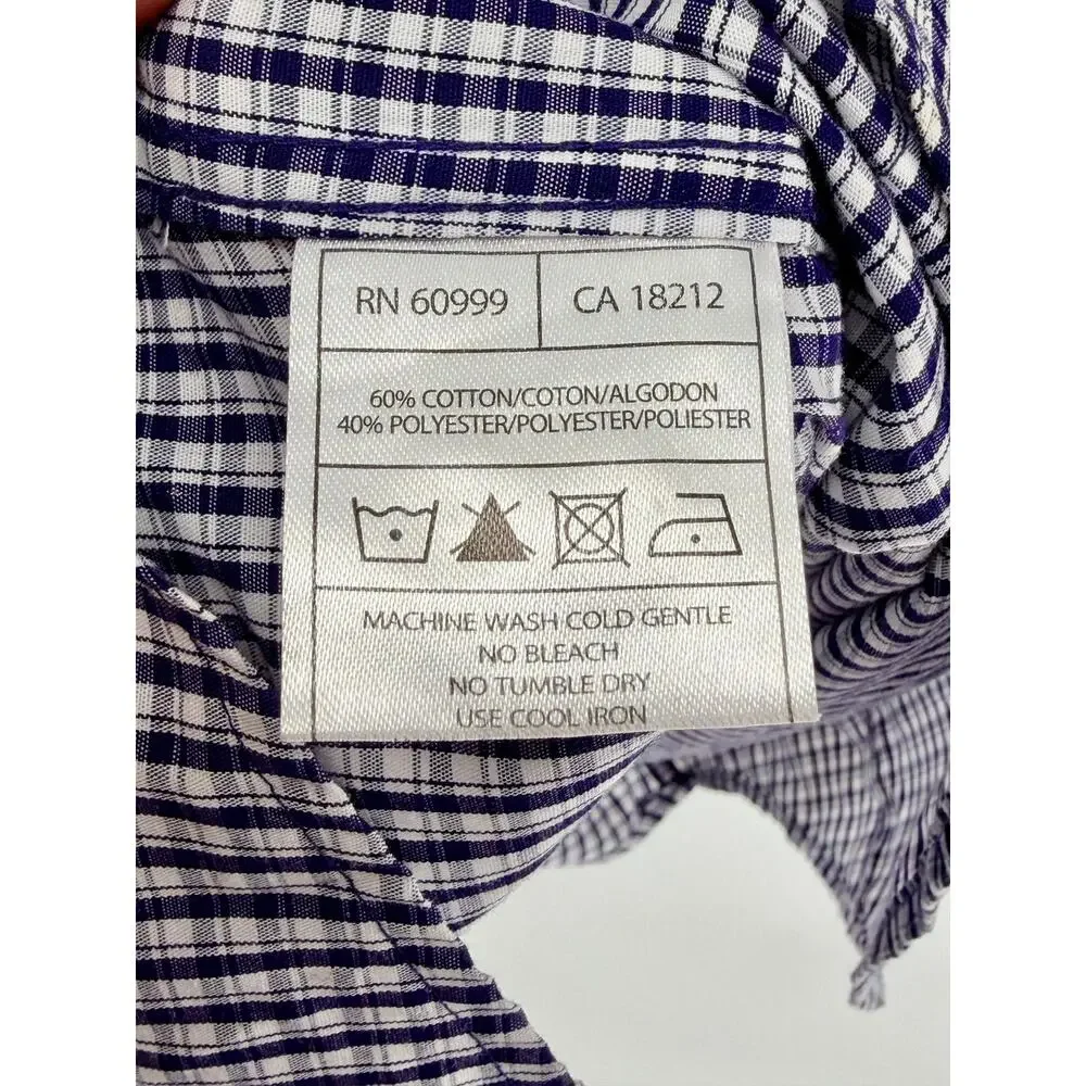 Antigua ECU Pirates Purple Plaid Button Up Shirt Men's M Gameday Tailgate